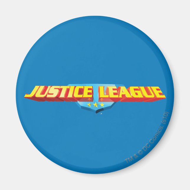 Justice League Thin Name and Shield Logo Magnet (Front)
