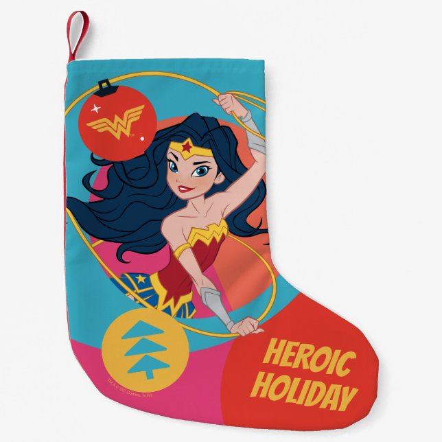 Justice League Wonder Woman Holiday Bauble Small Christmas Stocking (Front)