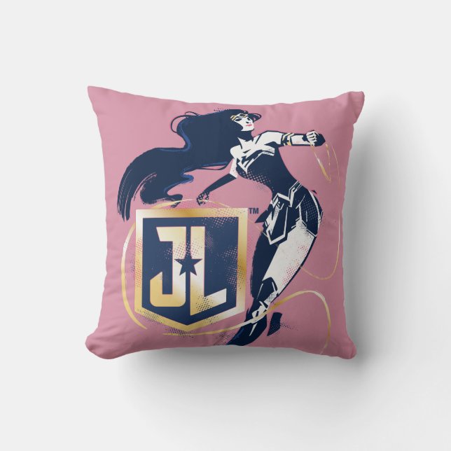 Justice League | Wonder Woman & JL Icon Pop Art Cushion (Front)
