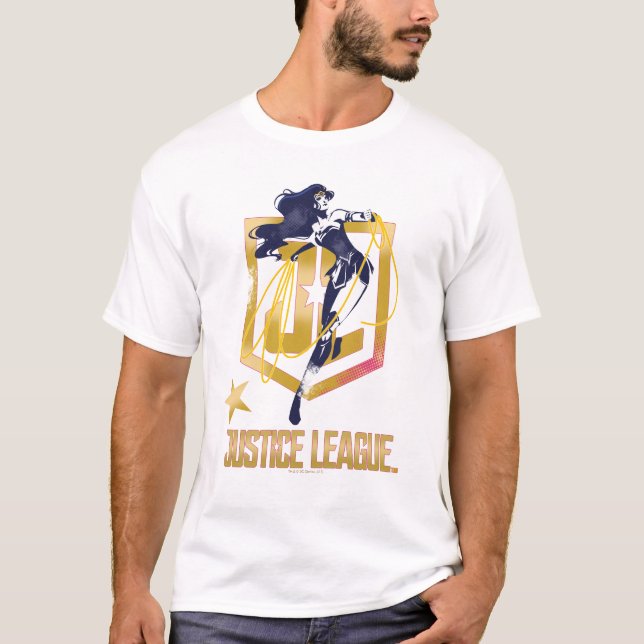 Justice League | Wonder Woman JL Logo Pop Art T-Shirt (Front)