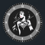 Justice League | Wonder Woman Noir Pop Art Large Clock<br><div class="desc">Check out this black and white stylised drawing of Justice League's Wonder Woman. This noir inspired pop art has a red spot of colour for her lipstick.</div>
