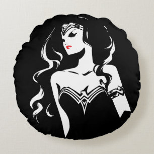 Justice League   Wonder Woman Noir Pop Art Round Cushion