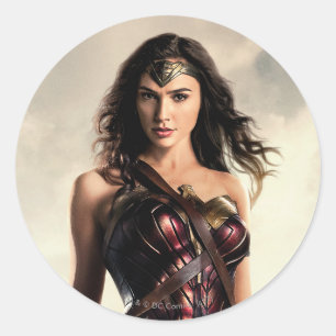 Justice League   Wonder Woman On Battlefield Classic Round Sticker