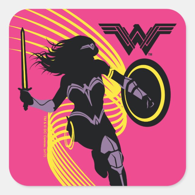 Justice League | Wonder Woman Silhouette Icon Square Sticker (Front)