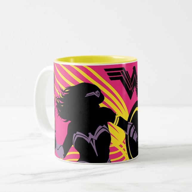 Justice League | Wonder Woman Silhouette Icon Two-Tone Coffee Mug (Front Left)