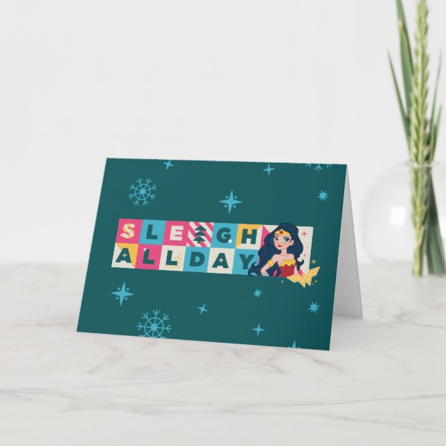Justice League Wonder Woman "Sleigh All Day" Holiday Card (Front)