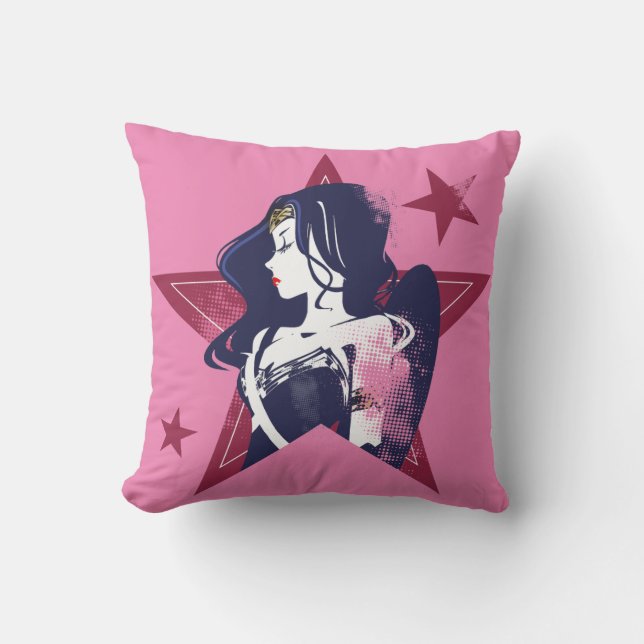 Justice League | Wonder Woman & Stars Pop Art Cushion (Front)