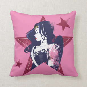 Justice League   Wonder Woman & Stars Pop Art Cushion