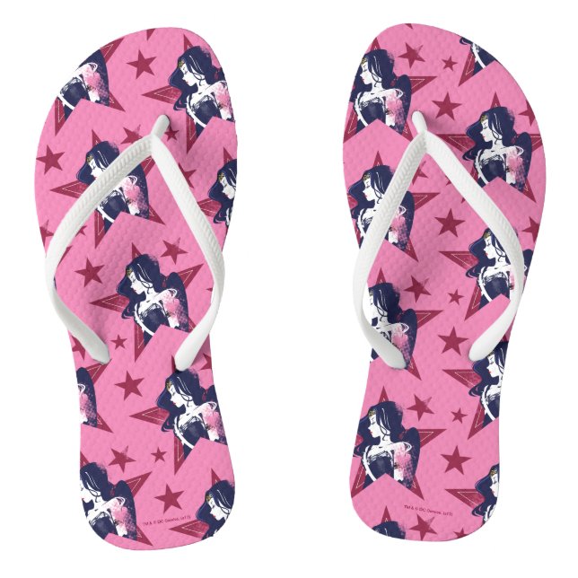 Justice League | Wonder Woman & Stars Pop Art Flip Flops (Footbed)