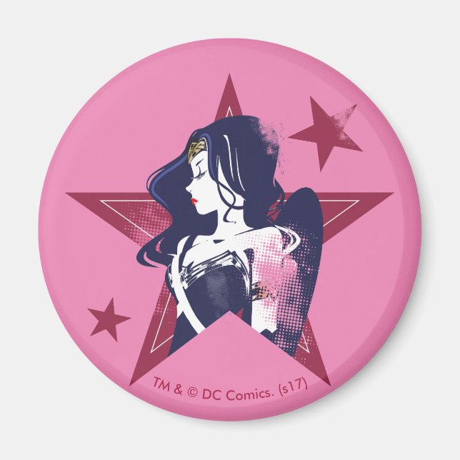 Justice League | Wonder Woman & Stars Pop Art Magnet (Front)