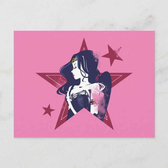 Justice League | Wonder Woman & Stars Pop Art Postcard (Front)