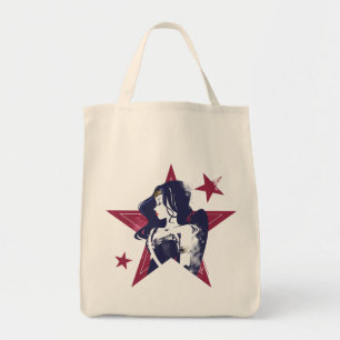 Justice League   Wonder Woman & Stars Pop Art Tote Bag