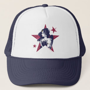 Justice League   Wonder Woman & Stars Pop Art Trucker Hat