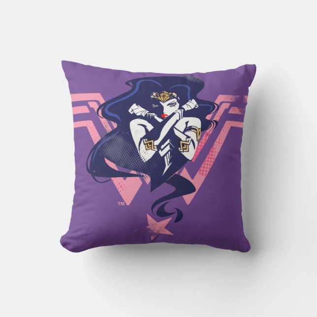 Justice League | Wonder Woman & Symbol Pop Art Cushion (Front)