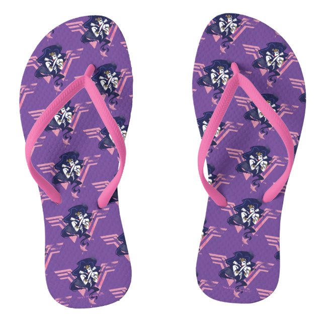 Justice League | Wonder Woman & Symbol Pop Art Flip Flops (Footbed)