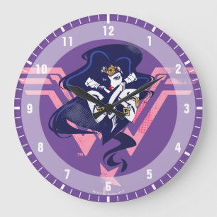 Justice League   Wonder Woman & Symbol Pop Art Large Clock