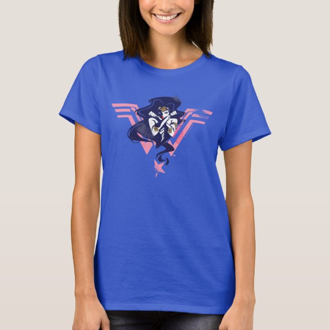 Justice League | Wonder Woman & Symbol Pop Art T-Shirt (Front)