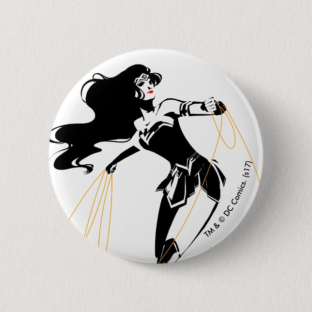 Justice League | Wonder Woman With Lasso Pop Art 6 Cm Round Badge (Front)