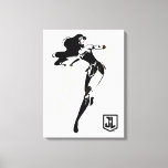 Justice League | Wonder Woman With Lasso Pop Art Canvas Print<br><div class="desc">Check out this stylised drawing of Justice League's Wonder Woman with her lasso. This black and white silhouette pose is offset by her iconic red lipstick and gold lasso.</div>