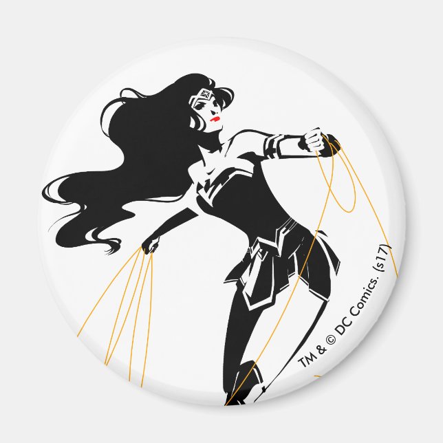 Justice League | Wonder Woman With Lasso Pop Art Magnet (Front)