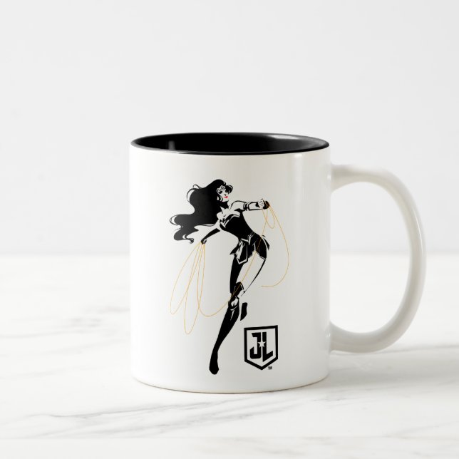 Justice League | Wonder Woman With Lasso Pop Art Two-Tone Coffee Mug (Right)