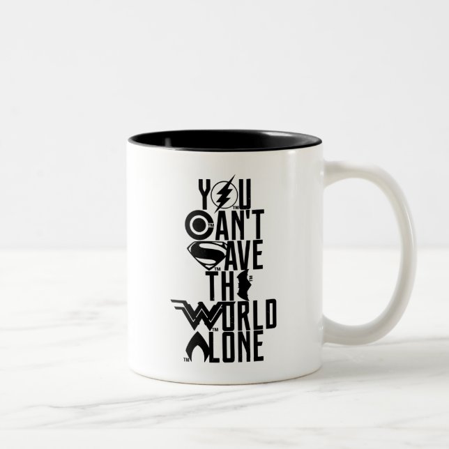 Justice League | You Can't Save The World Alone Two-Tone Coffee Mug (Right)