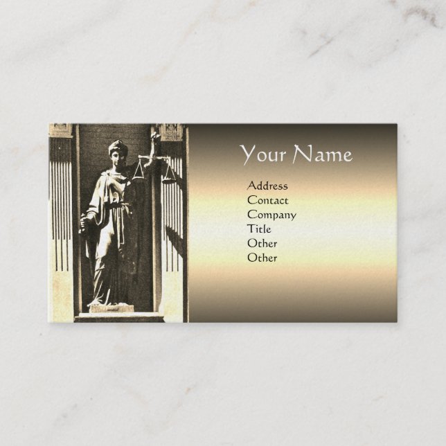 JUSTICE LEGAL OFFICE,ATTORNEY Gold Monogram Business Card (Front)