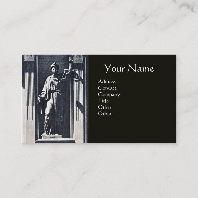 JUSTICE LEGAL OFFICE,ATTORNEY Grey Black Monogram Business Card (Front)
