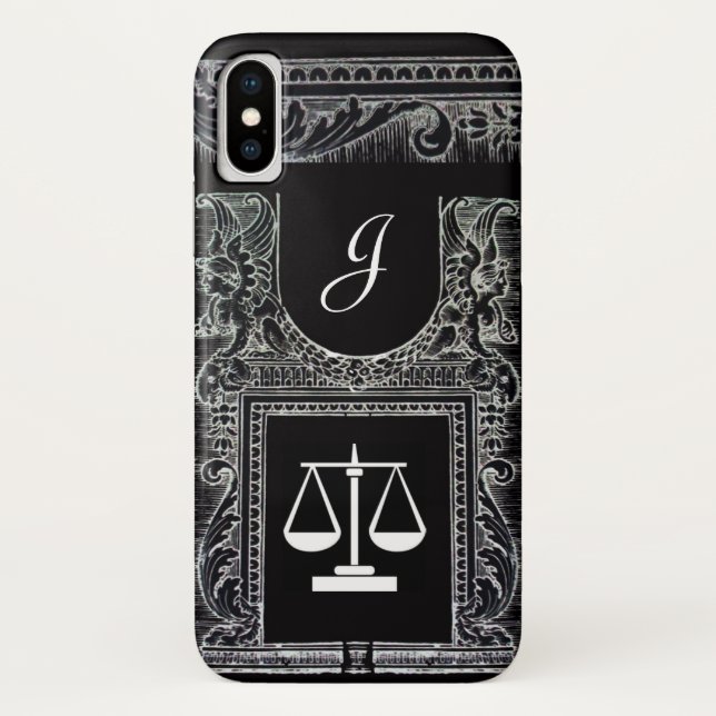 JUSTICE LEGAL OFFICE,ATTORNEY Monogram Black Case-Mate iPhone Case (Back)