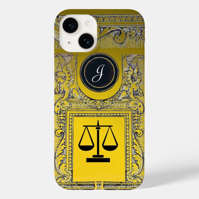 JUSTICE LEGAL OFFICE,ATTORNEY Monogram Gold Yellow Case-Mate iPhone Case (Back)