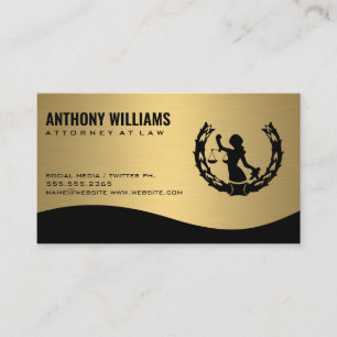 Justice Logo Gold Metallic Business Card