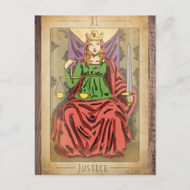 Justice major arcana tarot card scales distressed  (Front)