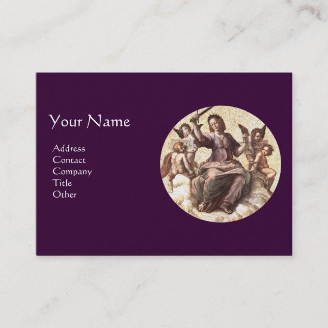 JUSTICE Monogram, Purple Pearl Paper Business Card (Front)