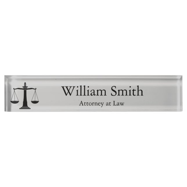 Justice of Scales Customisable Lawyer Nameplate (Front)