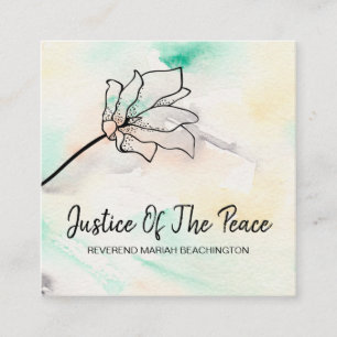 *~* JUSTICE OF THE PEACE - Black Outline Flower Square Business Card