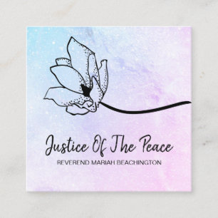 *~* JUSTICE OF THE PEACE Blue Pink Moon Crater Square Business Card