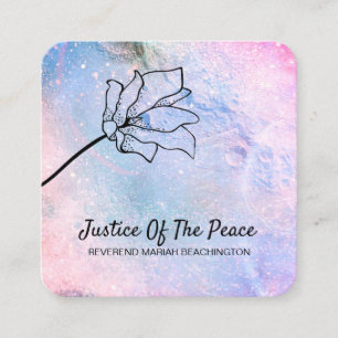 *~* JUSTICE OF THE PEACE - Floral Moon Craters Square Business Card
