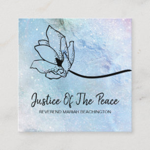 *~* JUSTICE OF THE PEACE Moon Crater Floral Blue Square Business Card
