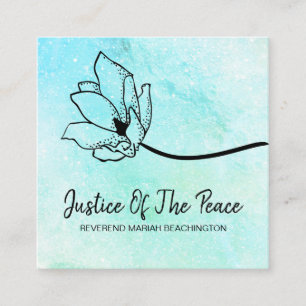 *~* JUSTICE OF THE PEACE  Moon Crater Floral Mint Square Business Card