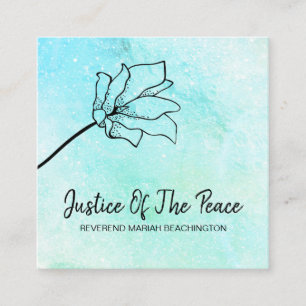 *~* JUSTICE OF THE PEACE Moon Crater Floral Mint Square Business Card