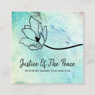 *~* JUSTICE OF THE PEACE  Moon Crater Floral Teal Square Business Card