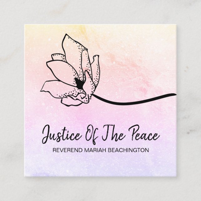 *~* JUSTICE OF THE PEACE  Moon Crater Rainbow Square Business Card (Front)