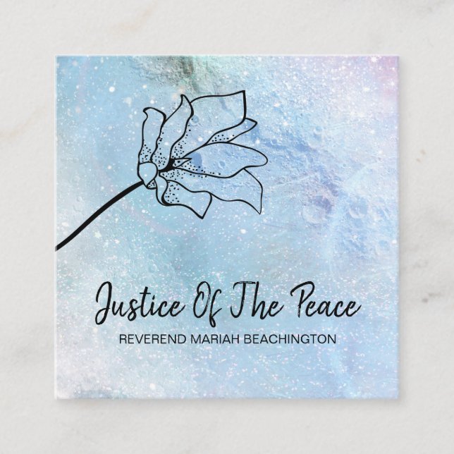 *~* JUSTICE OF THE PEACE - Moon Craters Flower Square Business Card (Front)