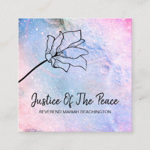 *~* JUSTICE OF THE PEACE Ombre Flower Moon Craters Square Business Card