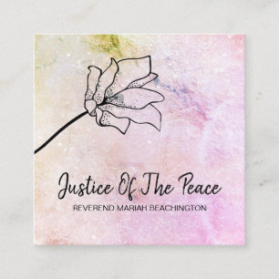*~* JUSTICE OF THE PEACE Peach Flower Moon Craters Square Business Card