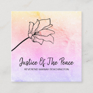 *~* JUSTICE OF THE PEACE Rainbow Flower Moon Square Business Card