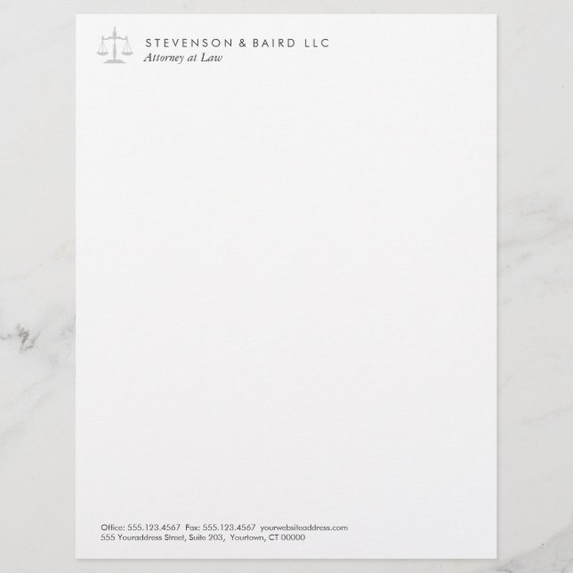 Justice Scale Attorney Letterhead (Front)