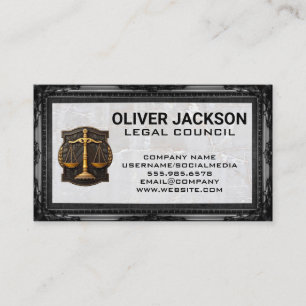 Justice Scales   Antique Frame   Legal Business Card