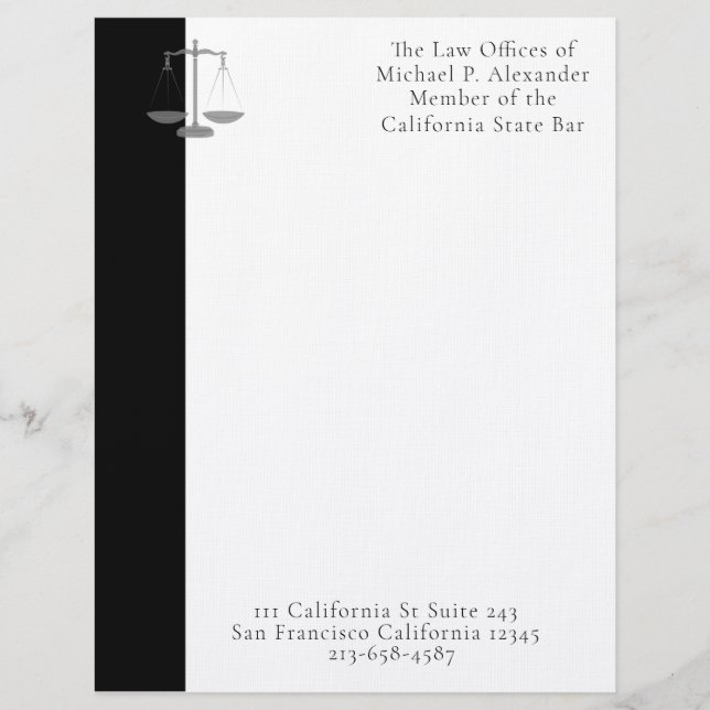 Justice Scales Custom Letterhead (Front)