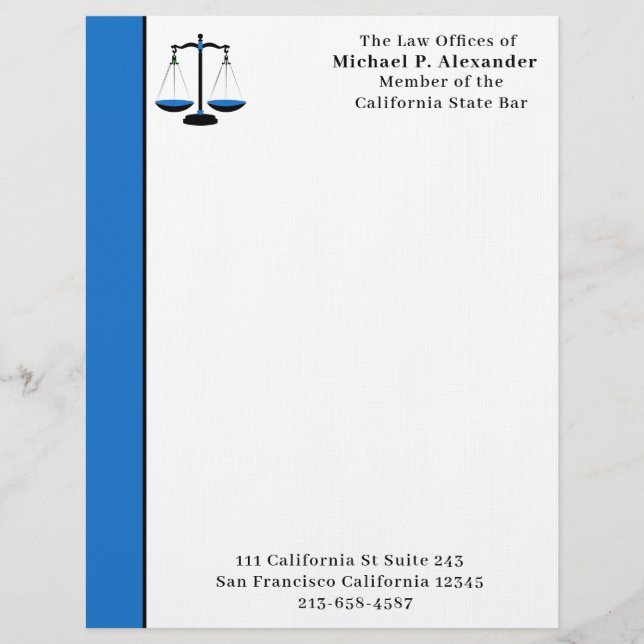 Justice Scales Custom Letterhead (Front)